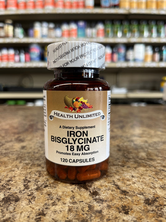 Iron Bisglycinate 18mg, 120 capsules